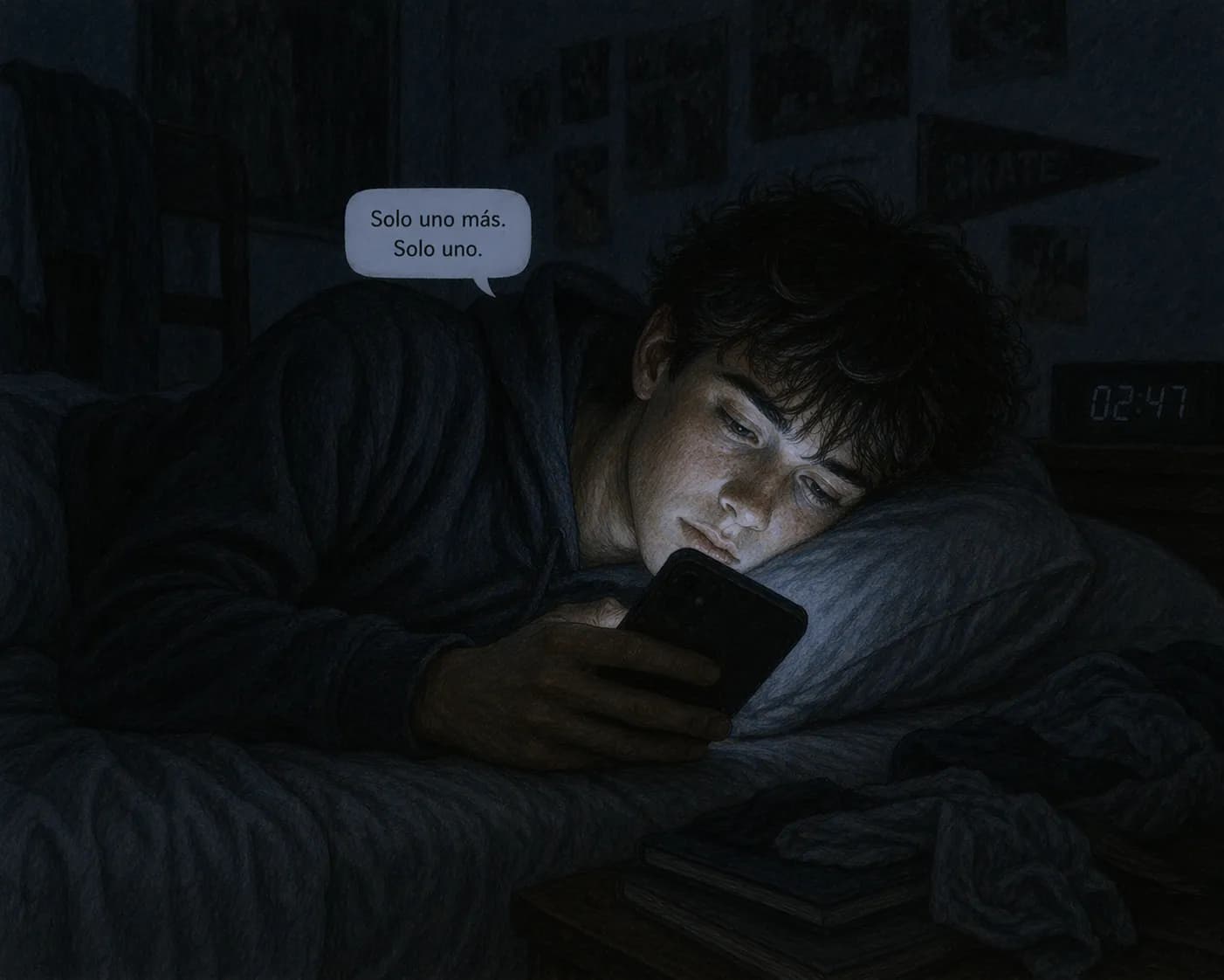 Leo en la cama en la madrugada: 'Solo uno más. Solo uno.'