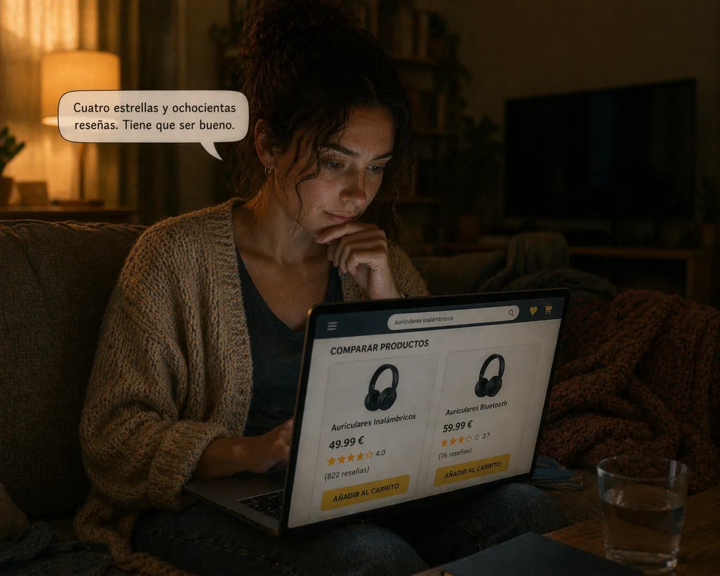 Inés comprando por las reseñas: 'Cuatro estrellas y ochocientas reseñas. Tiene que ser bueno.'