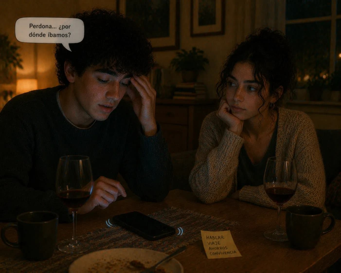 Marcos pierde el hilo en la sobremesa: 'Perdona... ¿por dónde íbamos?'