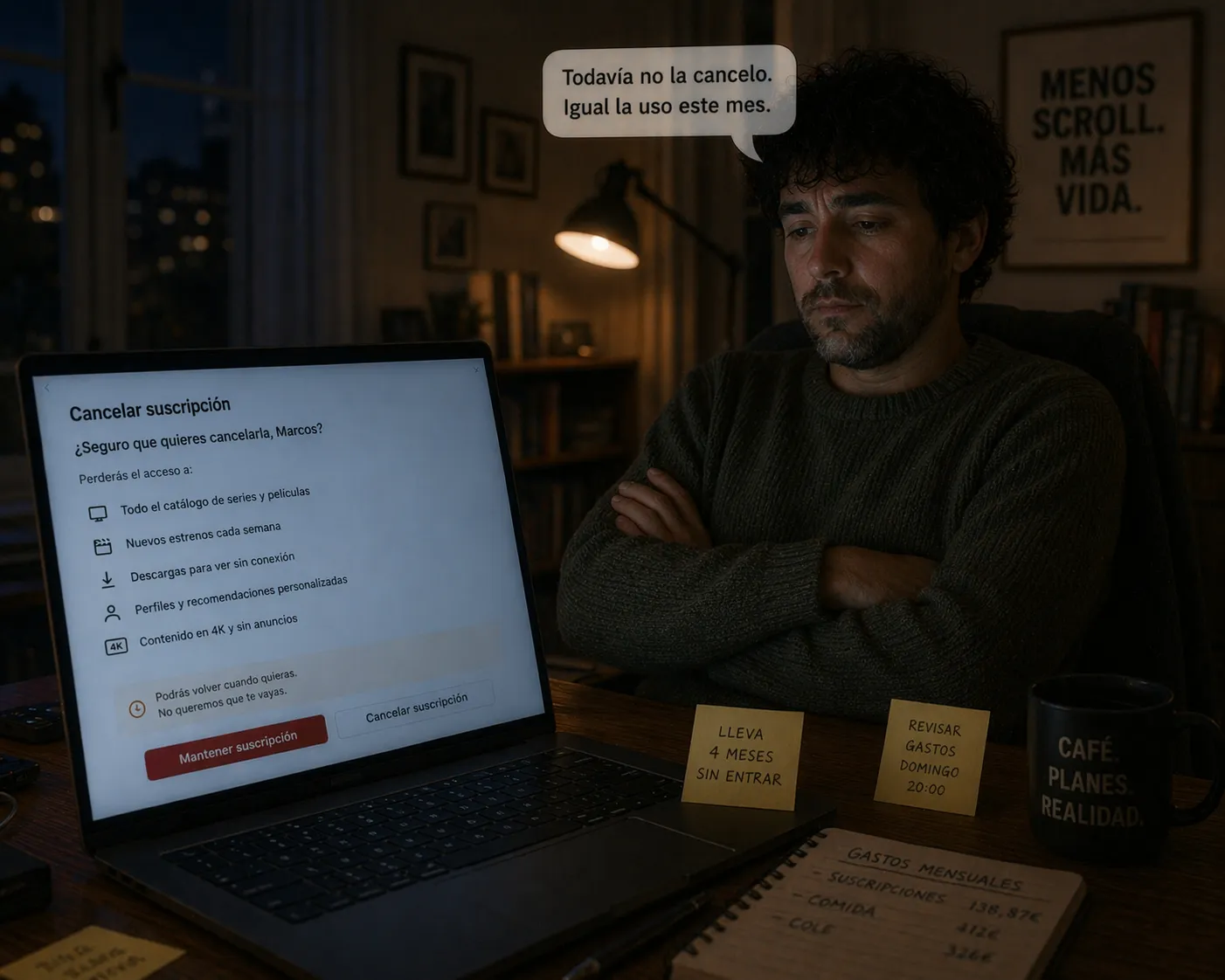 Marcos que no cancela la suscripción: 'Todavía no la cancelo. Igual la uso este mes.'