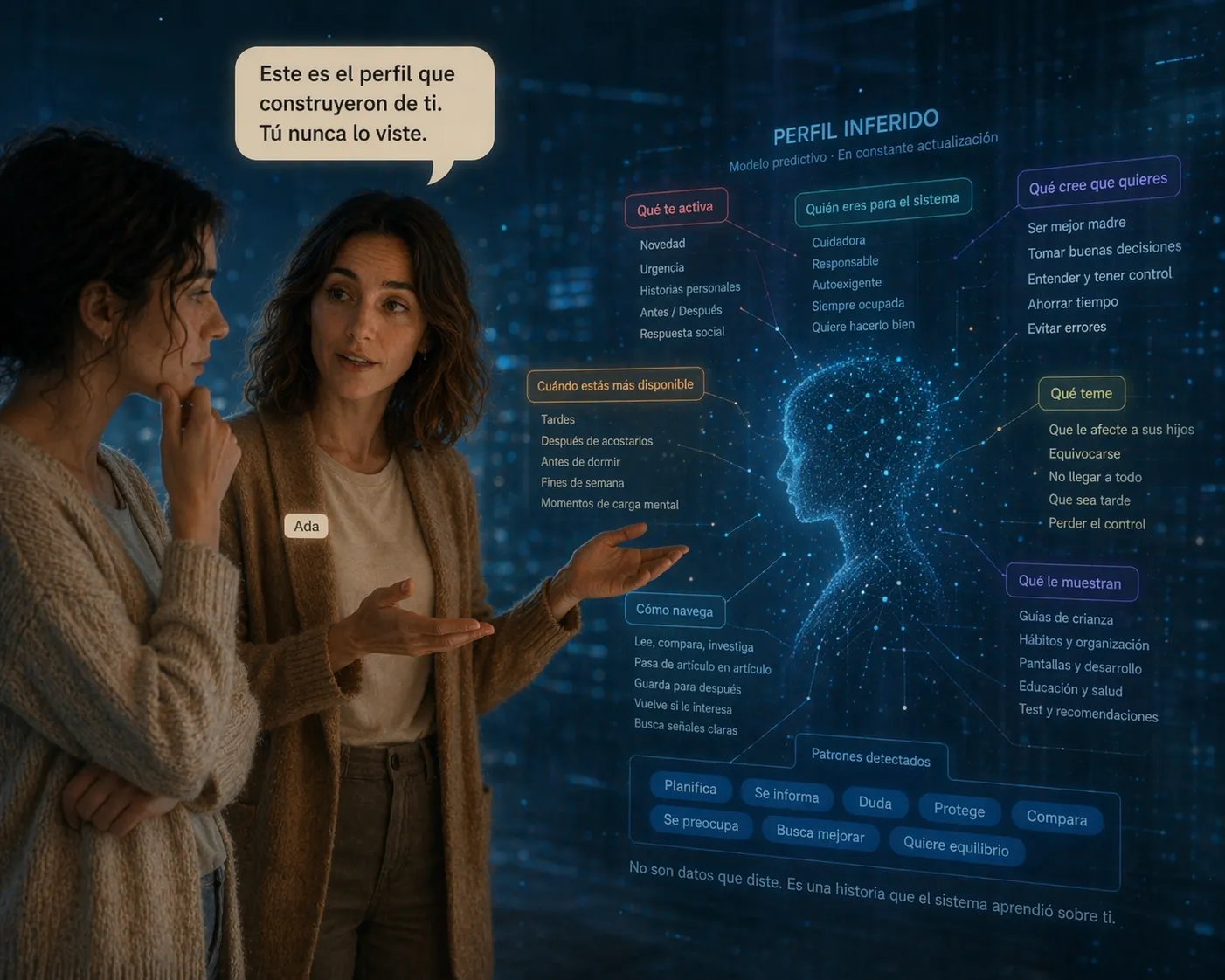 Ada muestra a Inés su perfil invisible: 'Este es el perfil que construyeron de ti. Tú nunca lo viste.'
