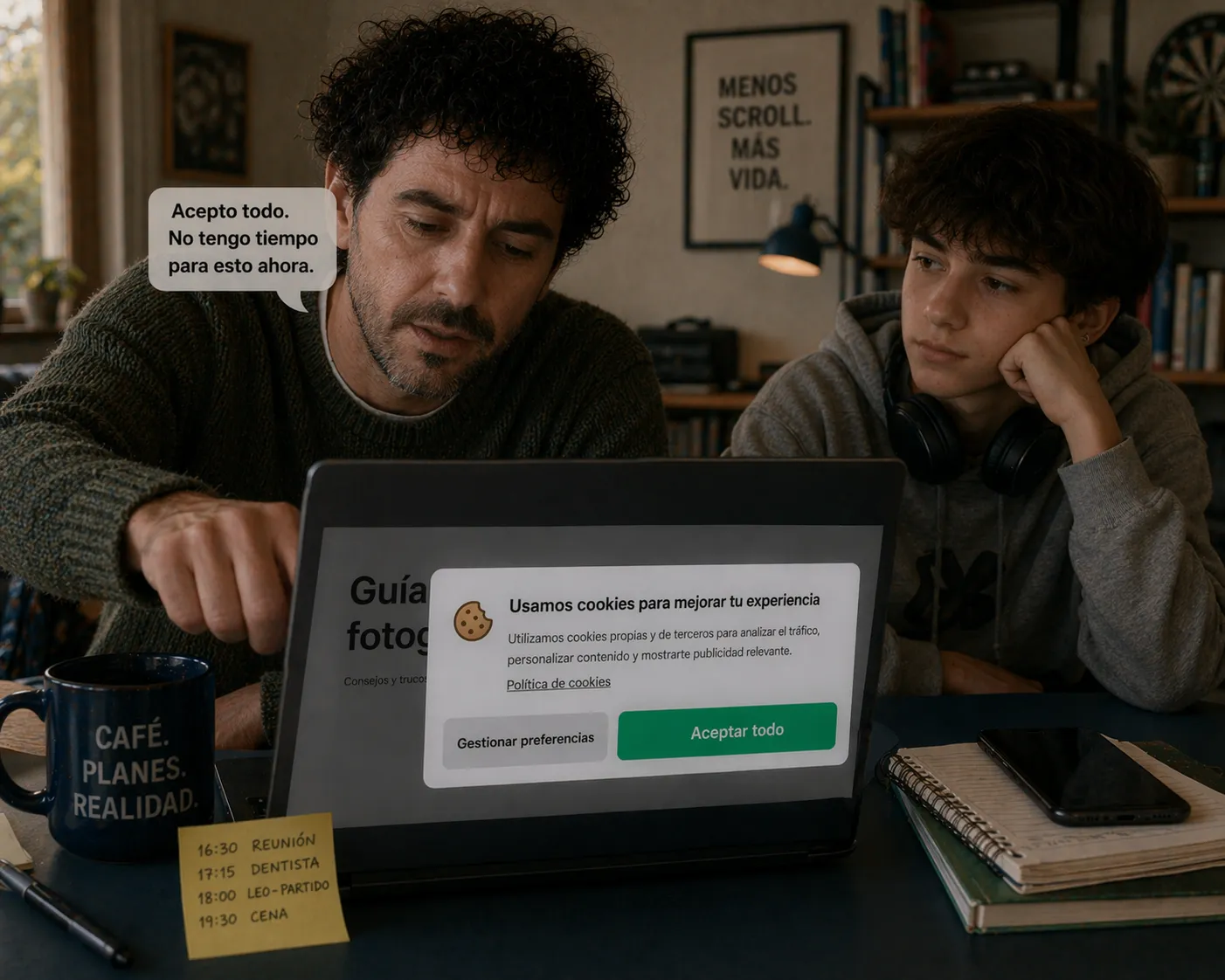 Marcos acepta cookies por inercia: 'Acepto todo. No tengo tiempo para esto ahora.'