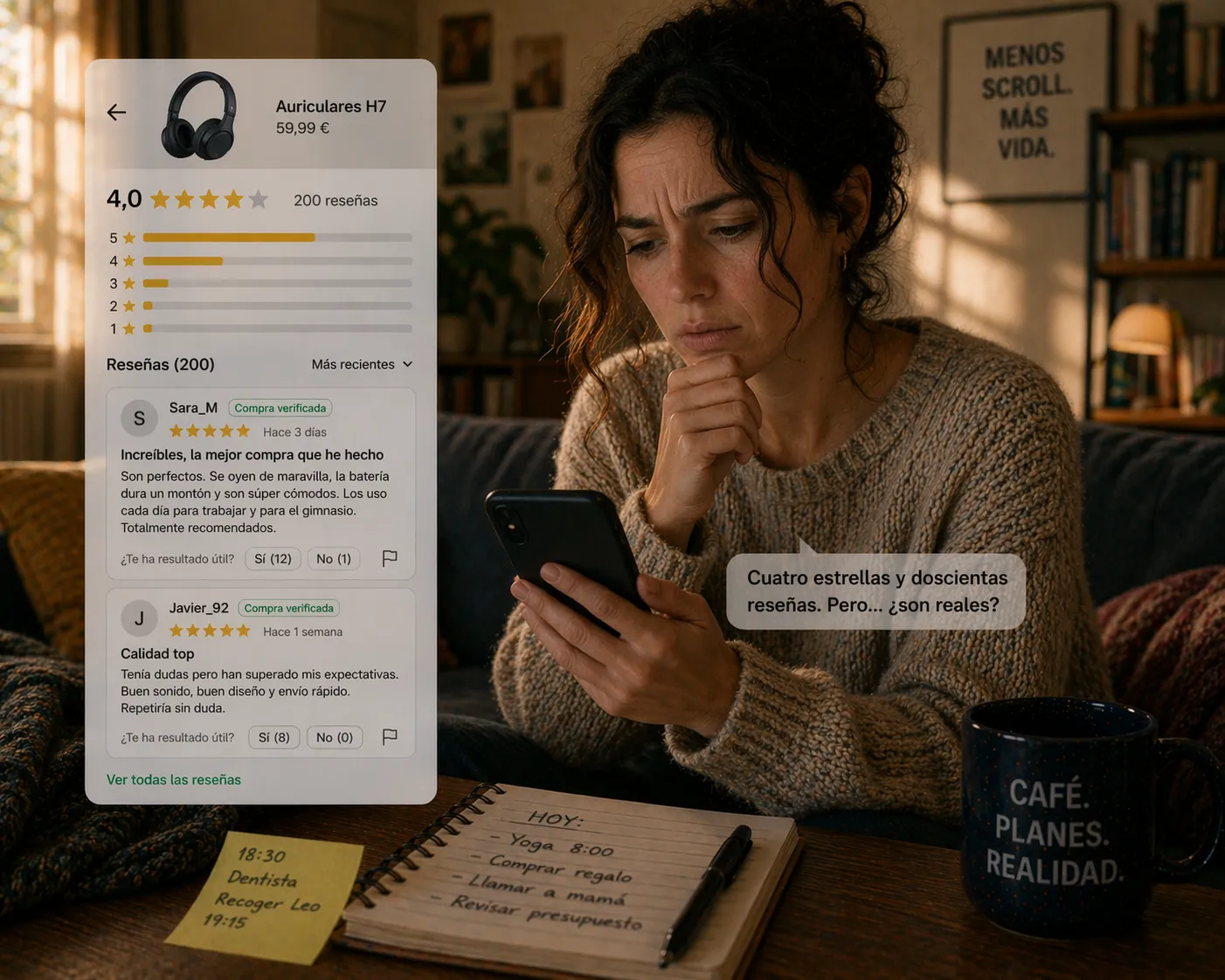 Inés duda de las reseñas: 'Cuatro estrellas y doscientas reseñas. Pero... ¿son reales?'