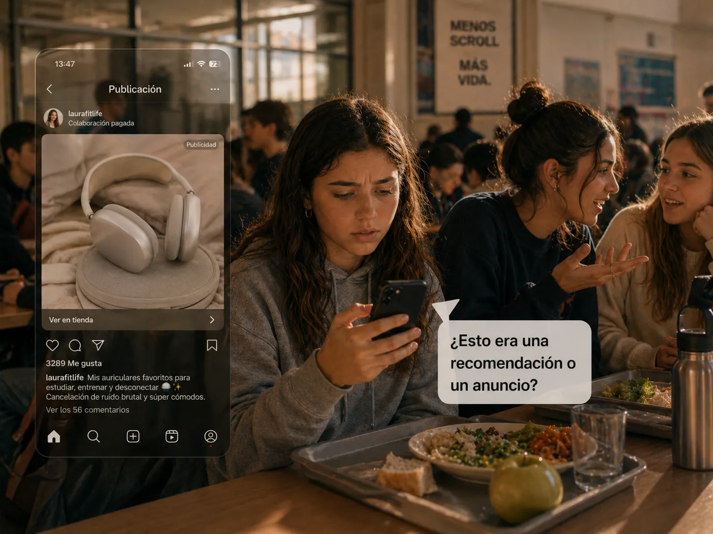 Vera (14 años) — Pensé que era una recomendación real. Tardé tres posts en darme cuenta.