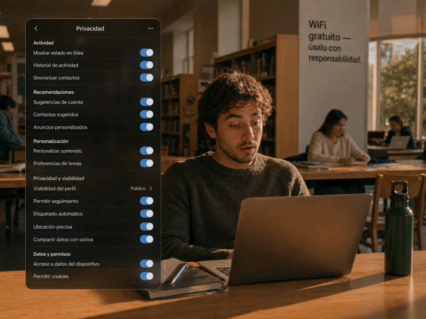 Marcos — Instalé la app del banco. Acepté todo. Tardé tres segundos. Luego vi en los ajustes lo que había aceptado.