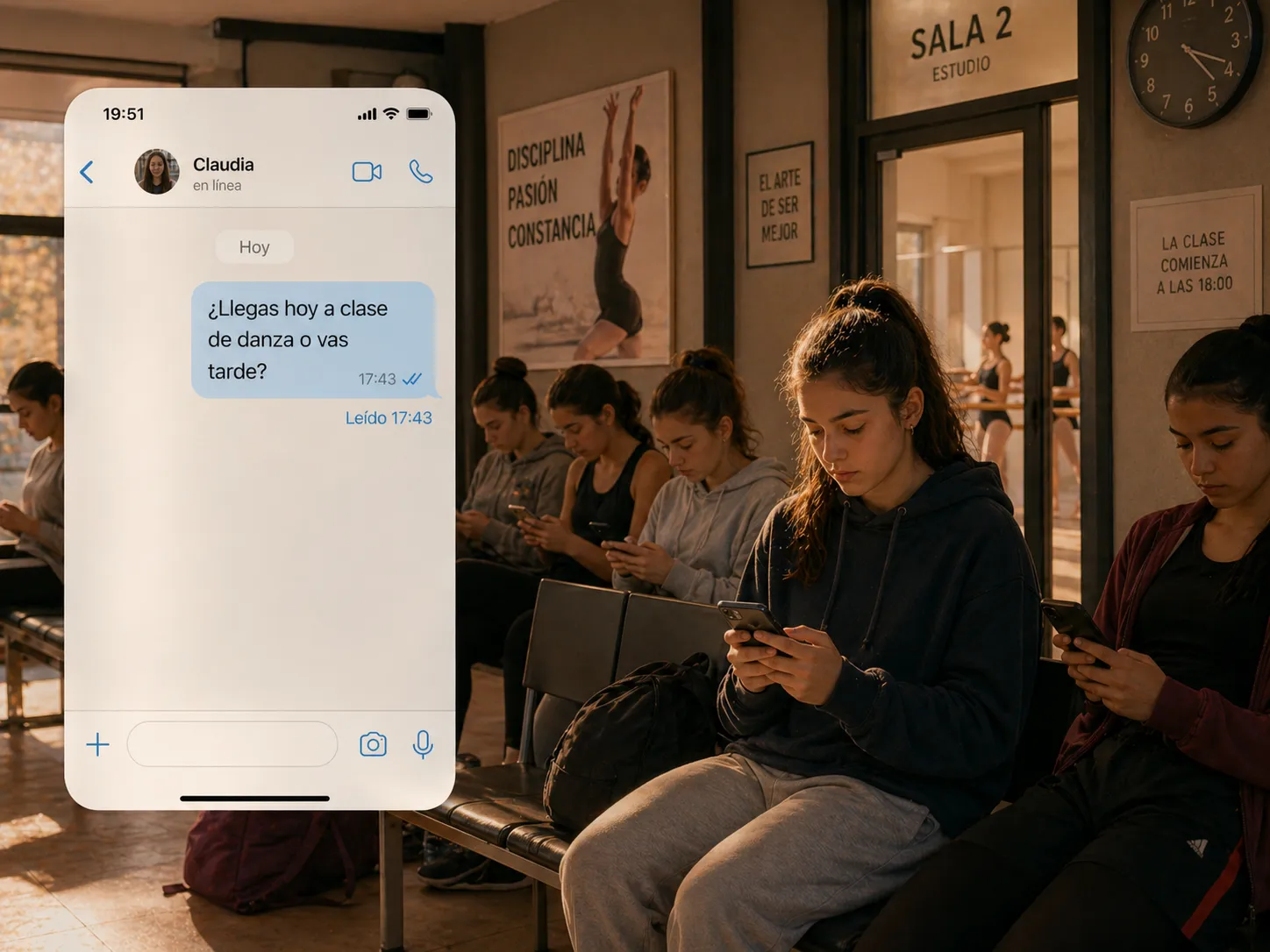 Vera (14 años) — Lo leyó hace dos horas. Estoy viendo el doble check azul. No me contesta.