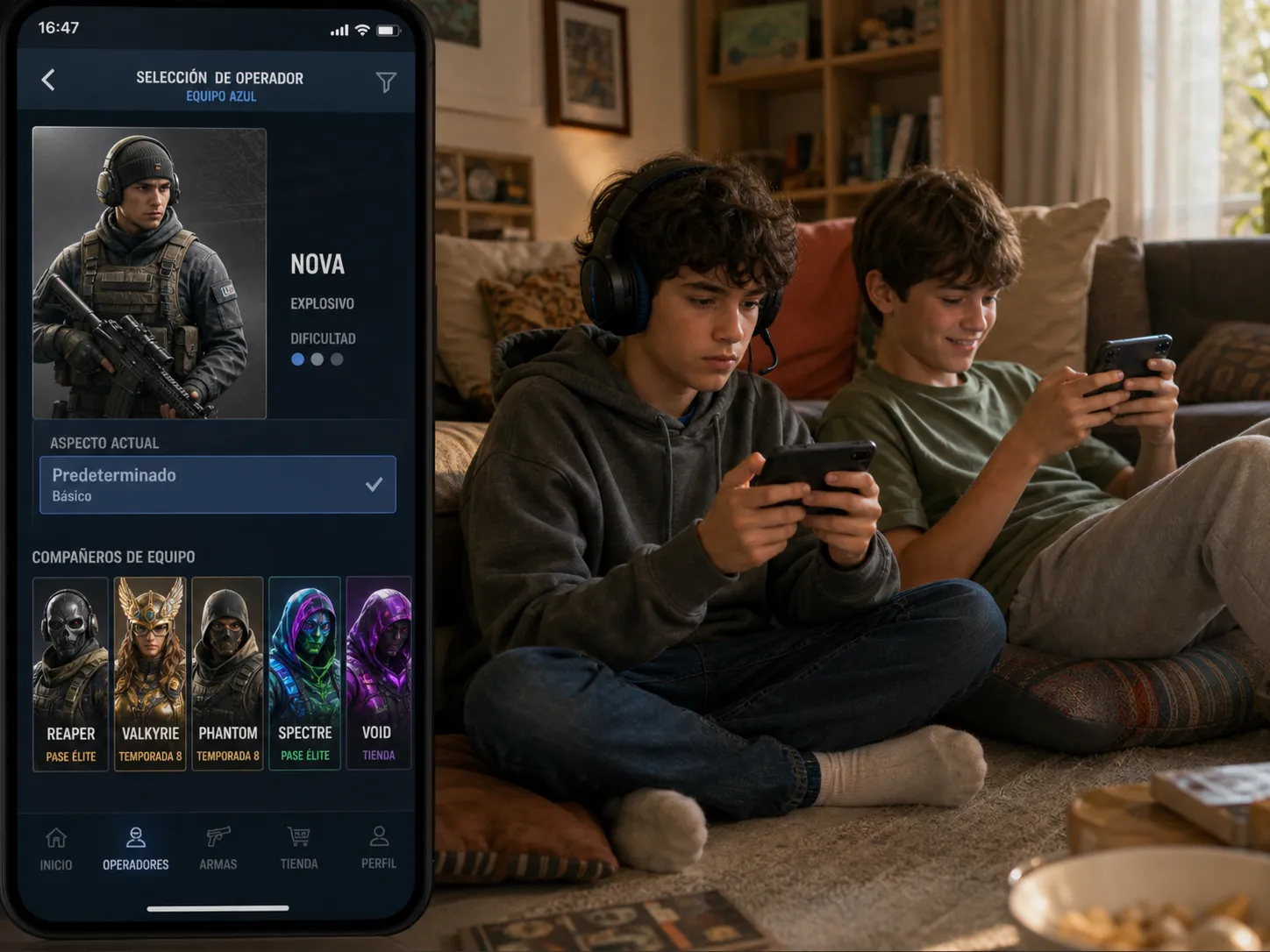 Leo (13 años) — Todos en el equipo tienen el operador de la temporada. Yo parezco el noob que acaba de instalar el juego.