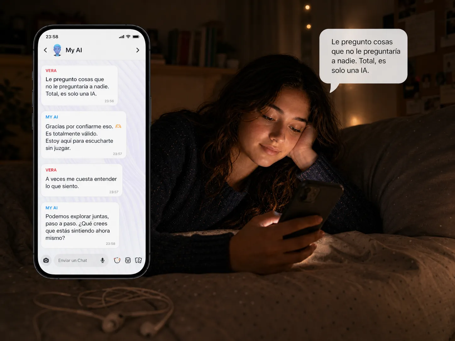 Vera (14 años) — Le pregunto cosas a My AI que no le preguntaría a nadie. Total, es solo una IA.