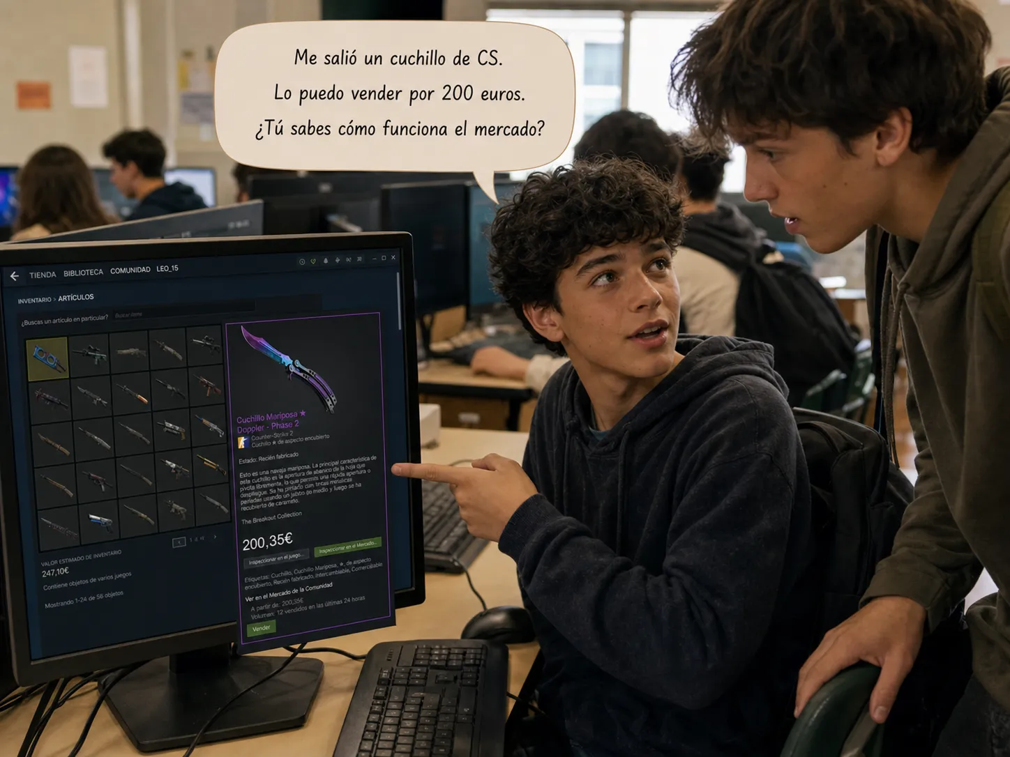 Leo (15 años) — Me salió un cuchillo de CS. Lo puedo vender por 200 euros en el mercado. ¿Puedo?